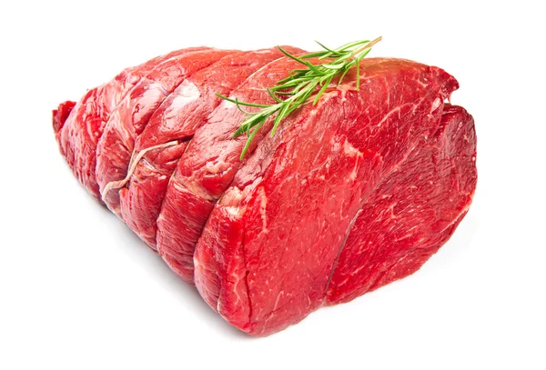 Huge red meat chunk isolated over white background — Stock Photo, Image