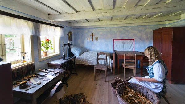 Inside of old rural home in Poland XIXth century — Stock Photo, Image