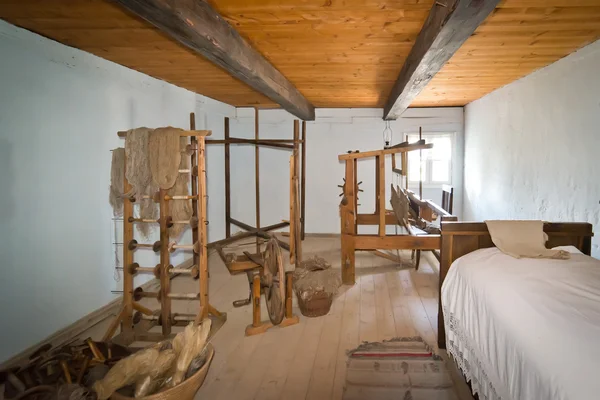 Weaving workshop in heritage park, Poland XIXth century — Stock Photo, Image