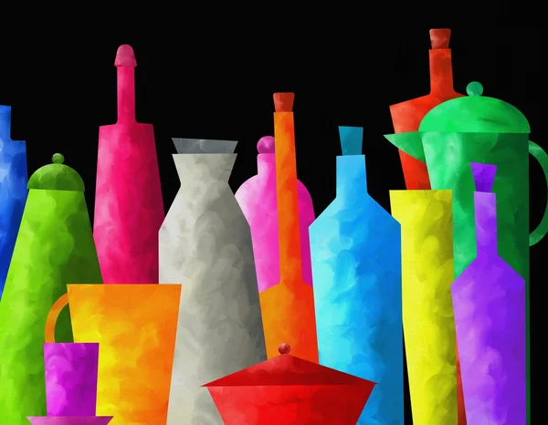 Fondo con botellas de colores — Foto de Stock