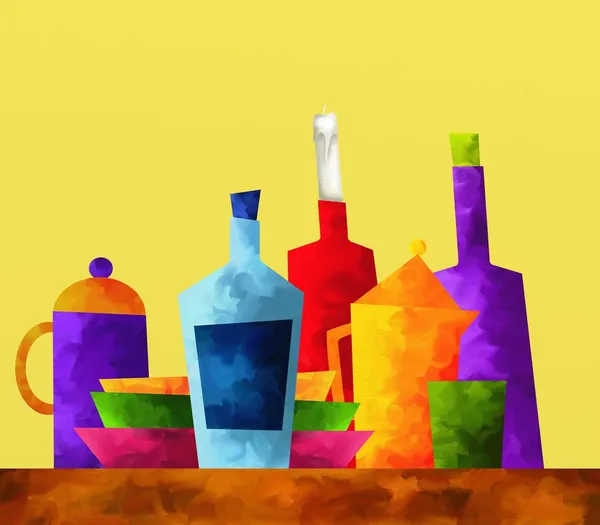 Färgade flaskor — Stockfoto