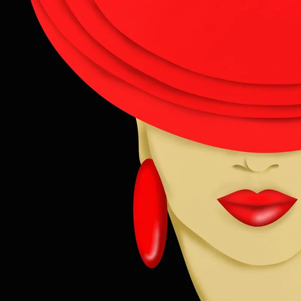 Vrouw en rood hoed — Stockfoto