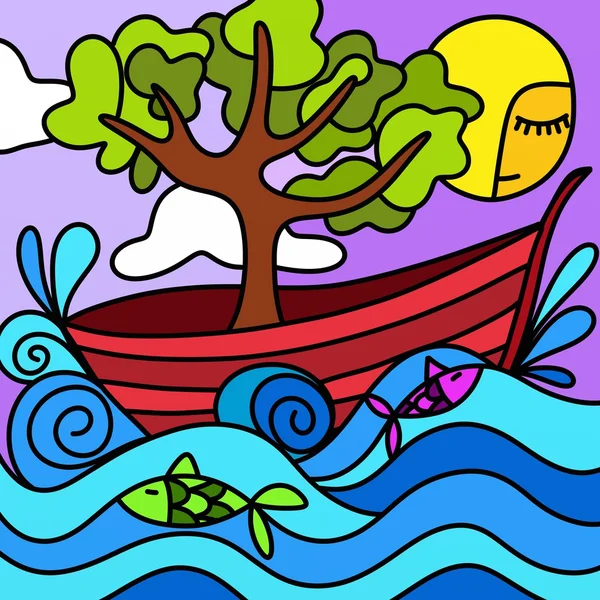 Лодка и дерево — стоковое фото