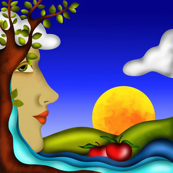 Mother nature and apples — Stock Photo, Image