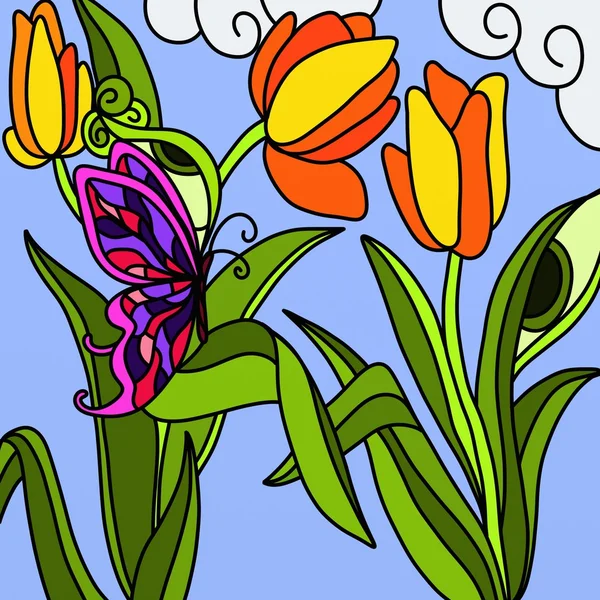Tulipany i oczy — Zdjęcie stockowe
