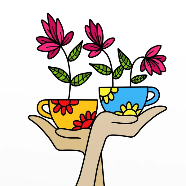 Bloemen in de cup — Stockfoto