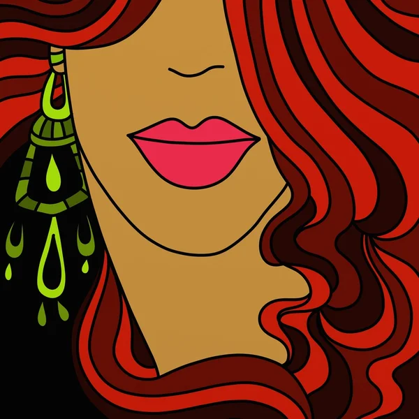 Ženská tvář s červenými vlasy — Stock fotografie