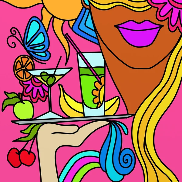 Cocktails and blonde — Stock Photo, Image