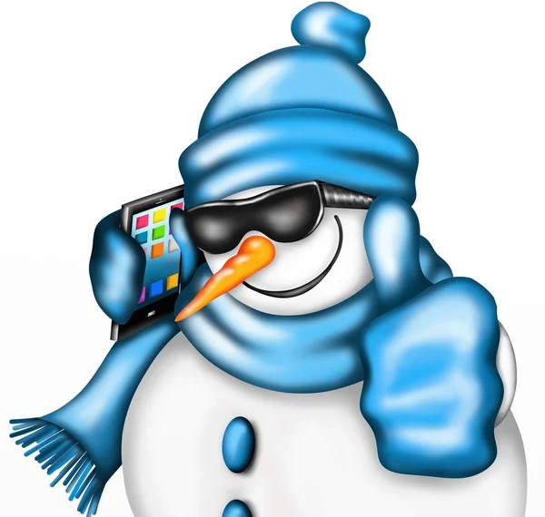Snowman with smartphones — Stock Photo, Image