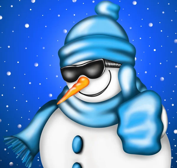 Bonhomme de neige avec lunettes de soleil — Photo