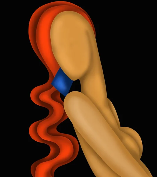 Женщина с длинными красными волосами — стоковое фото