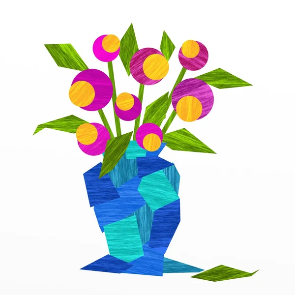 Blaue Vase und Blumen — Stockfoto