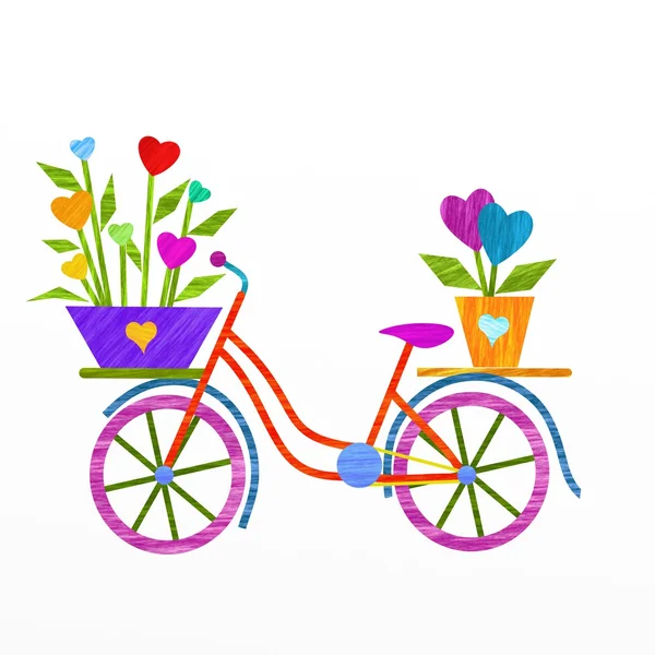 Bloemen en fiets — Stockfoto