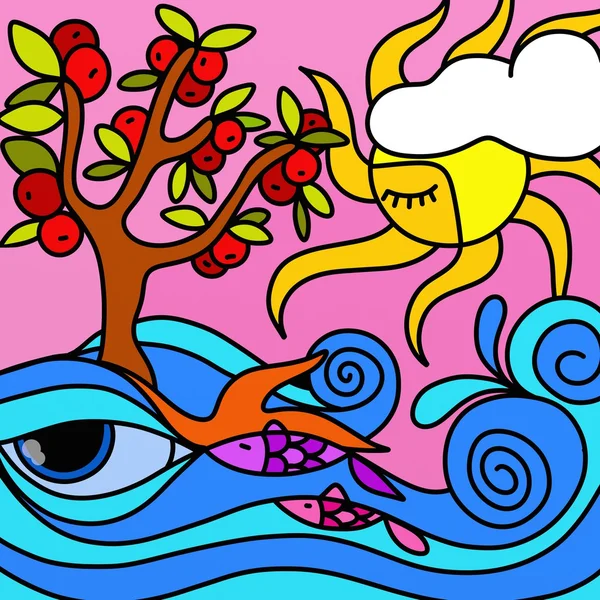 Apfelbaum im Ozean — Stockfoto