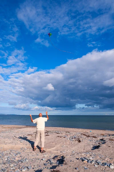 ビーチで凧揚げ — ストック写真