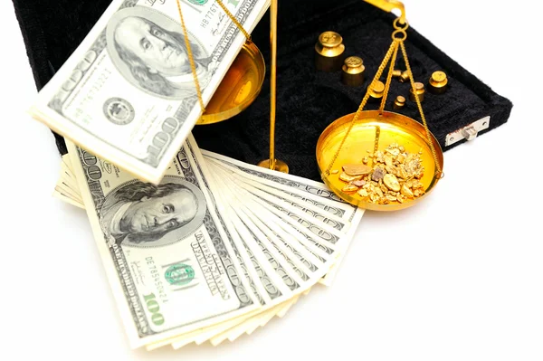 Raw Gold And Money — Stock Photo, Image