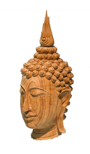 Bouddha tête sculpture en bois — Photo