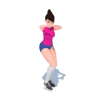 Çizgi film kızı Egzersizi Canlandırması