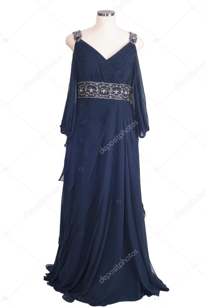 Blue Evening Gown on white.