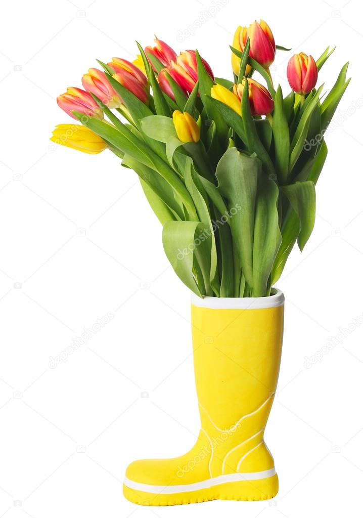 Boot with tulips