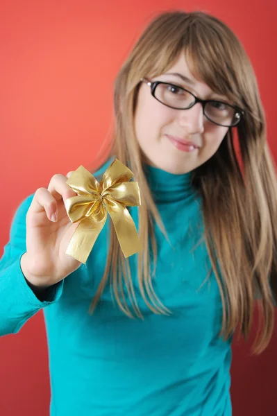 Girl with bow — Stock Photo, Image