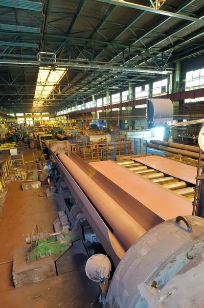 Industrial machine for making steel pipes — Stock Photo, Image