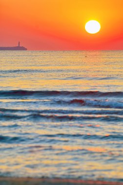 Beach and sea sunset