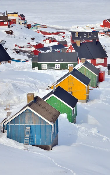 Färgglada hus i Grönland — Stockfoto