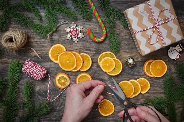 Vintage Holidays Table Decor with Dried Orange Slices