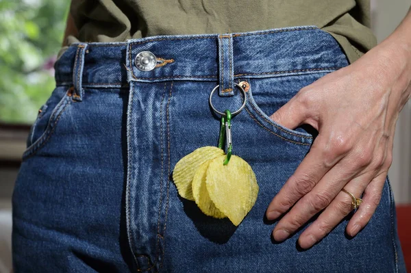 Porte Clés Abstrait Avec Nombreuses Clés Chips Pommes Terre — Photo