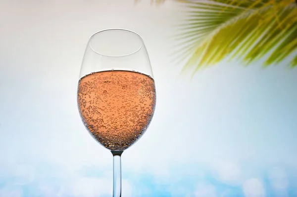 Glass Rose Champagne Sparkling Wine Summer — Stock Photo, Image