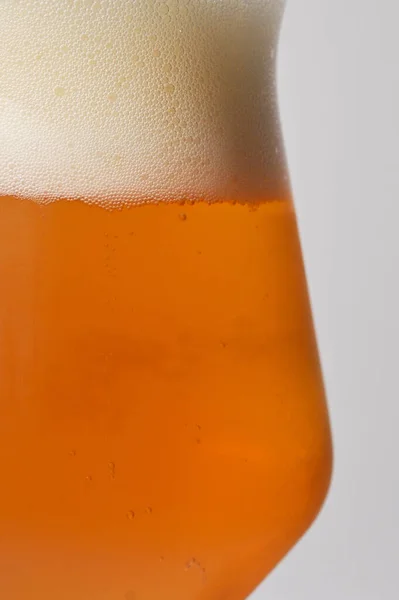 Closeup Pint Beer Bubbles Shoot Studio — Stockfoto