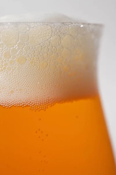 Closeup Pint Beer Bubbles Shoot Studio — Stockfoto