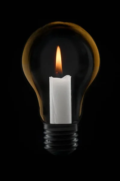 Abstract Global Electricity Crisis Solution Candle Light Bulb — Stock Photo, Image
