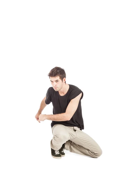 Breakdancer con camicia nera — Foto Stock