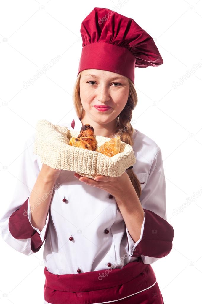 Female Chef with croissant