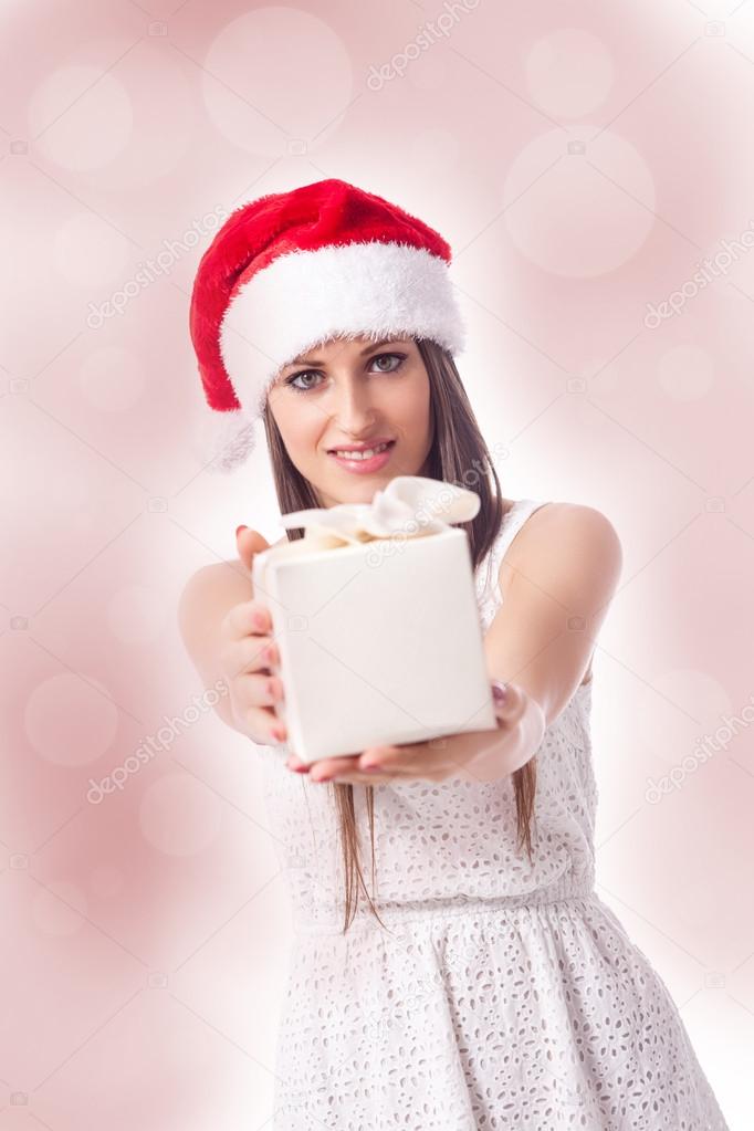 Woman is giving a gift