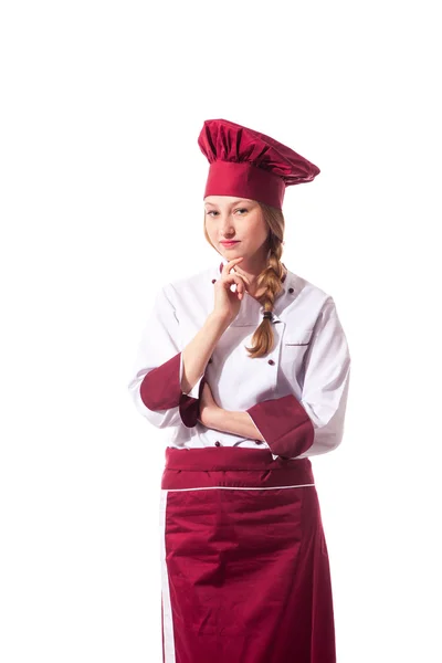 Blonde aantrekkelijke vrouwelijke chef-kok — Stockfoto