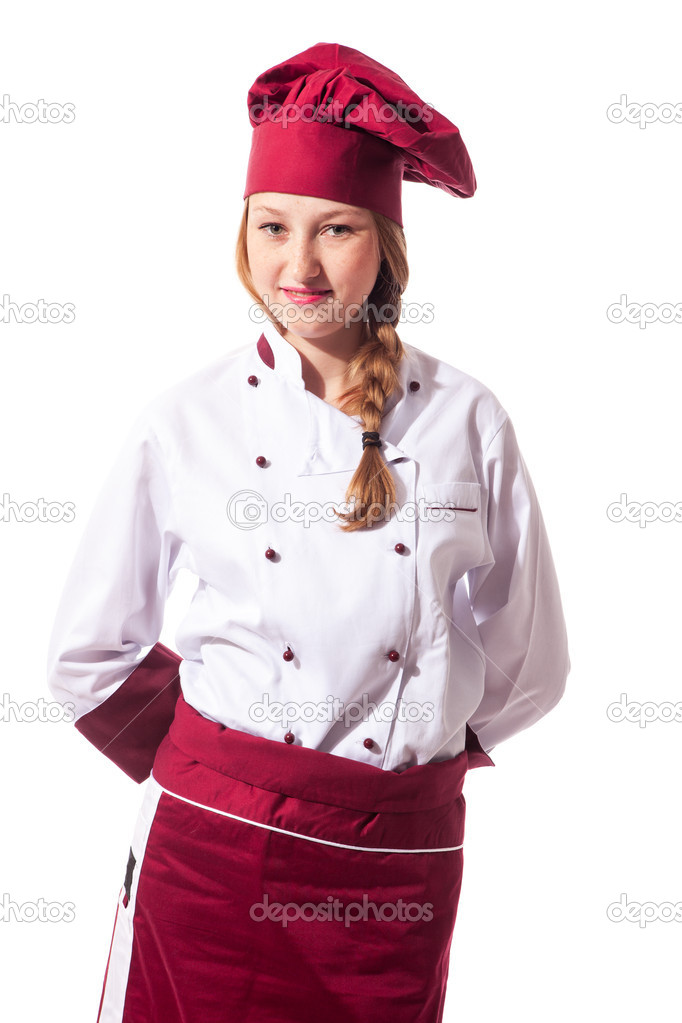 Blonde attractive female chef