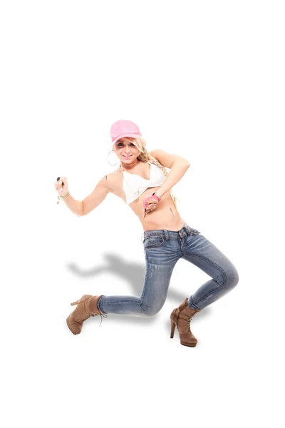 金髪のセクシーな女性のヒップホップのダンサー — ストック写真