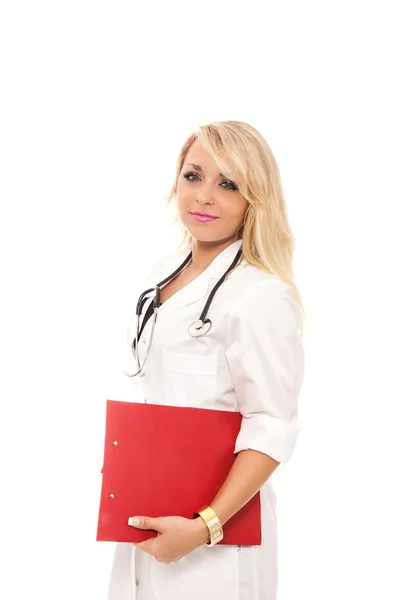Blonde aantrekkelijke vrouwelijke arts — Stockfoto