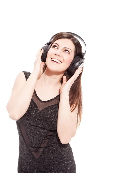 Izolované fotografie krásná žena se sluchátky — Stock fotografie