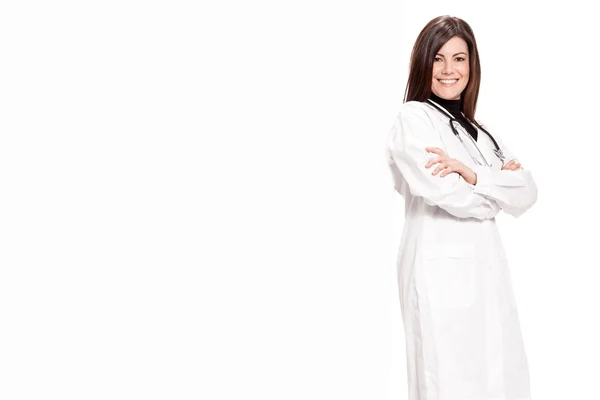 Brunette Doctor with message board — Stock Photo, Image