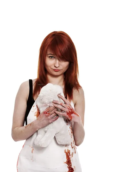Red hair female buttcher — Stock Photo, Image