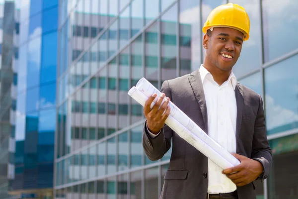 Afro american construction engineer — Stock Photo, Image