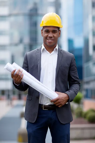 Engenheiro de construção afro-americano — Fotografia de Stock