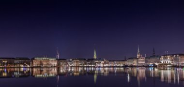 Skyline of Hamburg by night clipart