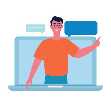Eğitim, uzaktan eğitim, internet eğitimi, e-öğrenme düz vektör çizimi. Çevrimiçi sınıflar, eğitim kursları, dersler, mobil ve web grafikleri için çevrimiçi eğitim tasarımı