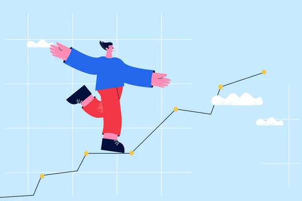 Finansiell Diagram Visar Växande Affärstillväxt Koncept Affärsdiagram Ledarskap Och Affärsutveckling — Stock vektor