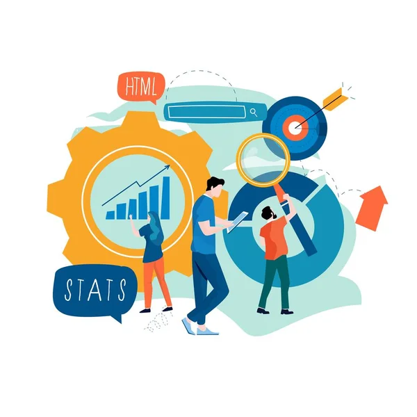 Ανάλυση Δεδομένων Seo Analytics Επισκόπηση Επιχειρηματικών Δεδομένων Στατιστικές Επιχειρηματικών Γραφικών — Διανυσματικό Αρχείο